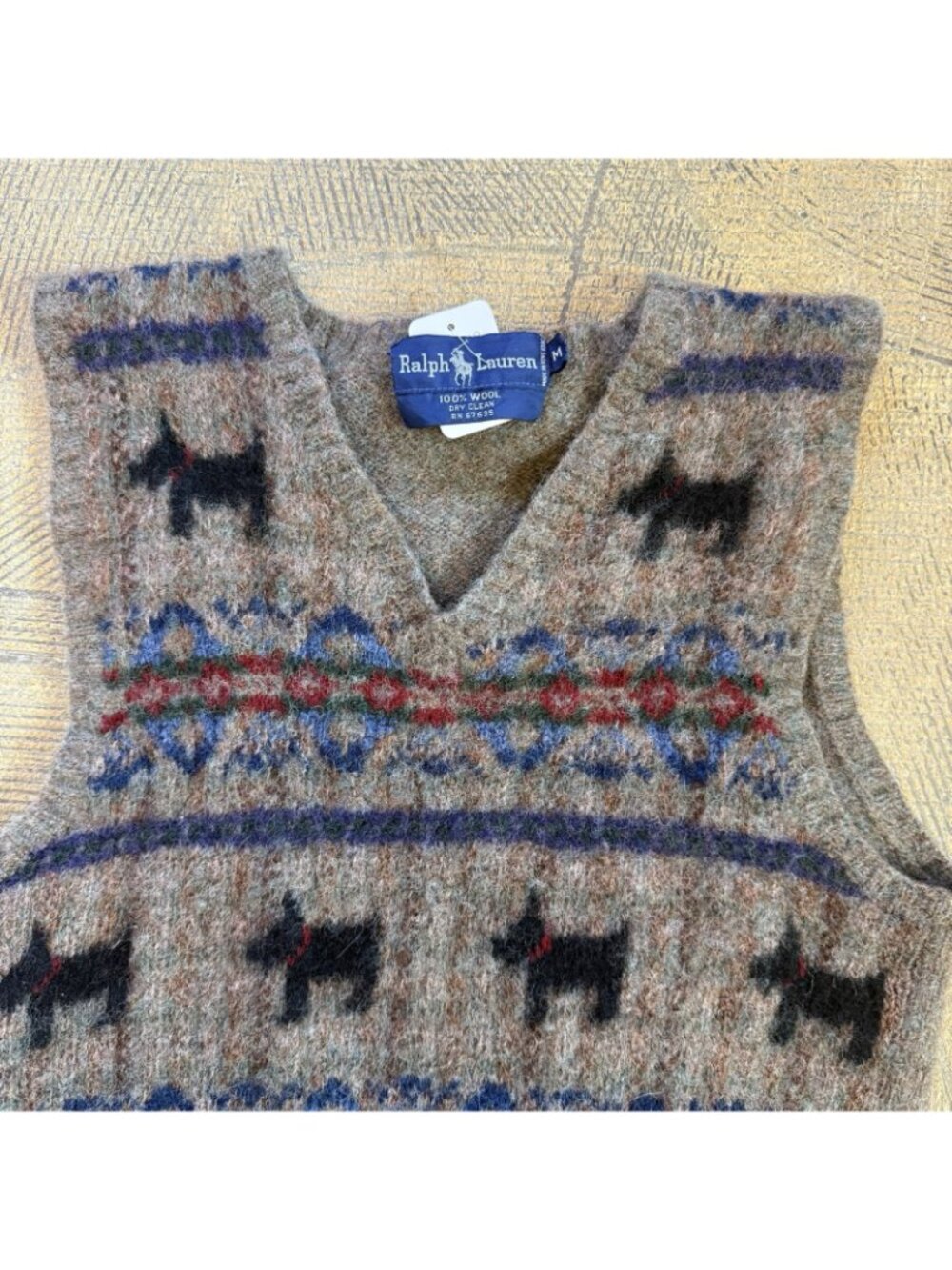 Vintage Polo Ralph Lauren Scottish Terrier Wool Sweater Vest Medium - Picture 5 of 6